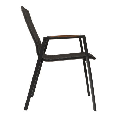 Lesli Living stapelstoel tarragona teak negro zijkant