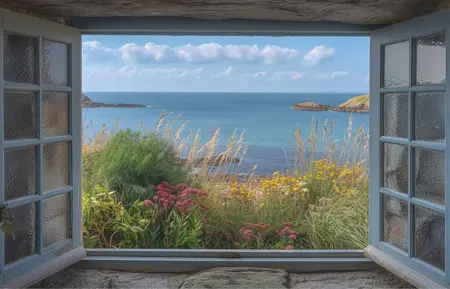 Alexsar Art tuindoek doorkijk oceaan 210x140cm