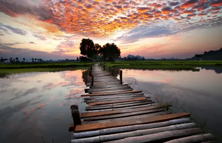 Alexsar Art tuindoek river sunset 140x90cm
