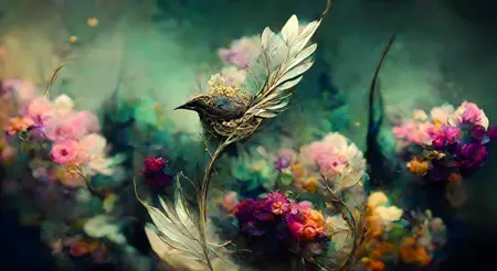 Alexsar Art tuinschilderij floral birdie 130x70cm - afbeelding 1