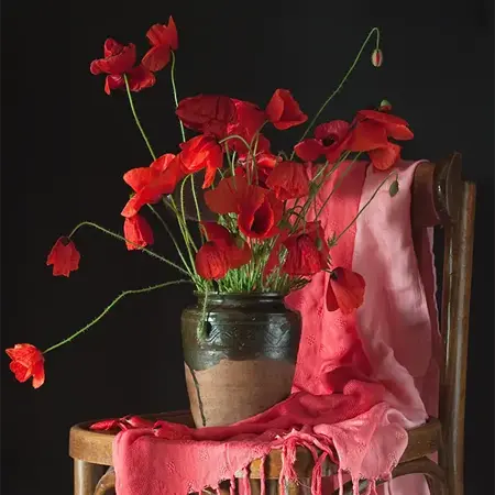 Alexsar Art tuinschilderij rode bloemen in vaas 50x50cm