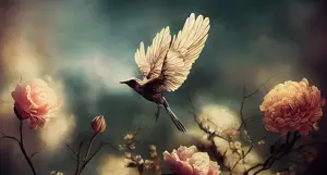 Alexsar Art tuinschilderij vogel bloem 130x70cm