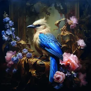 Alexsar Art tuinschilderij white blue bird 70x50cm
