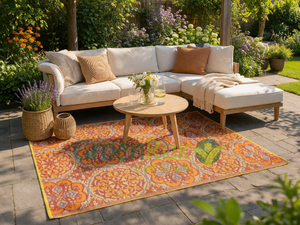 Buitenkleed 120x180cm oranje/paars/creme