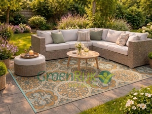 Buitenkleed 180x270cm groen/bruin/oranje