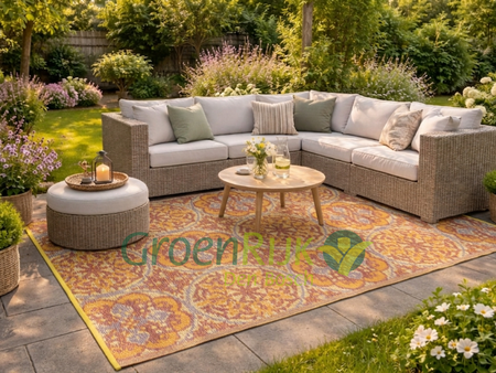 Buitenkleed 180x270cm oranje/paars/creme