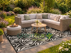 Buitenkleed 180x270cm zwart/wit