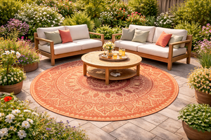 Buitenkleed d180cm roze/koraal/creme