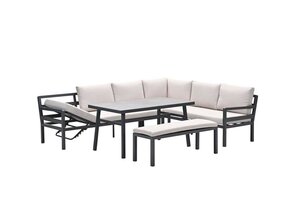 Corsica lounge-diningset - 4-delig - rechts - carbon black - desert sand - grijs detail