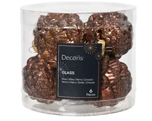 Decoris dennenappel glas 5x7cm 6st espresso - afbeelding 2