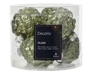 Decoris dennenappel glas 5x7cm 6st rosemarijn - afbeelding 2