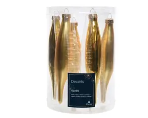 Decoris ijspegel kersthangers glas 3x15cm 6st lichtgoud - afbeelding 2
