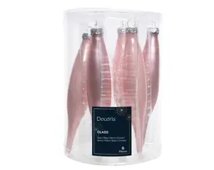 Decoris Ijspegelhangers glas 6st poederroze - afbeelding 2