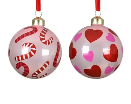 Decoris kerstbal glas d8cm roze - assortiment