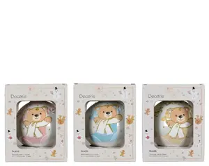 Decoris kerstbal mijn eerste kerst beer glas d10cm - assortiment - afbeelding 2