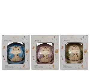 Decoris kerstbal mijn eerste kerst giraffe glas d10cm - assortiment - afbeelding 2