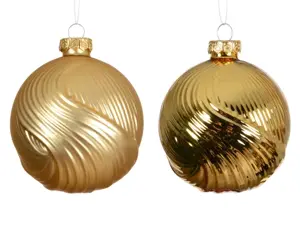 Decoris kerstballen glas d8cm 3st goud - afbeelding 2