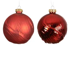 Decoris kerstballen glas d8cm 3st kerstrood - afbeelding 2