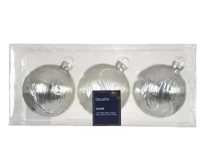 Decoris kerstballen glas d8cm 3st zilver - afbeelding 2