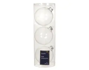 Decoris kerstballen set glas 10cm transparant 3st - afbeelding 2