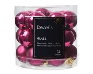 Decoris kerstballen set glas 2.5cm 24st granaatappel - afbeelding 2