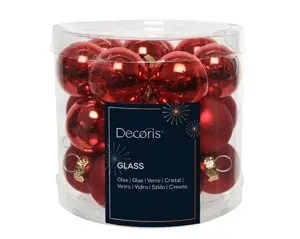 Decoris kerstballen set glas 2.5cm 24st kerstrood - afbeelding 2