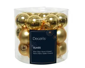 Decoris kerstballen set glas 2.5cm 24st lichtgoud - afbeelding 2