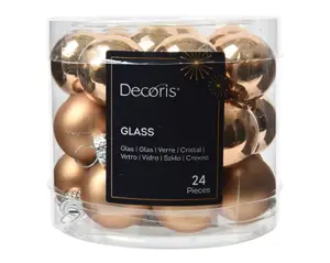 Decoris kerstballen set glas 2.5cm 24st pecannoot bruin - afbeelding 2