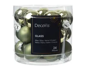 Decoris kerstballen set glas 2.5cm 24st rosemarijn - afbeelding 2