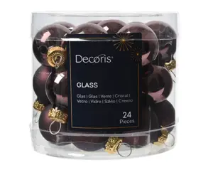 Decoris kerstballen set glas 2.5cm 24st zwarte truffel - afbeelding 2