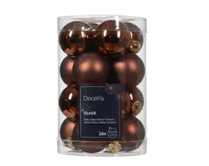Decoris kerstballen set glas 3.5cm 16st espresso - afbeelding 2