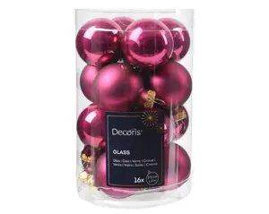 Decoris kerstballen set glas 3.5cm 16st granaatappel - afbeelding 2