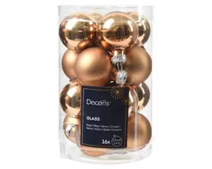 Decoris kerstballen set glas 3.5cm 16st pecannoot bruin - afbeelding 2