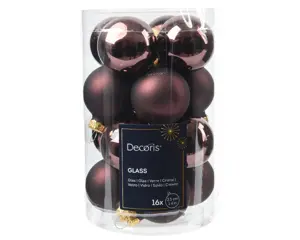 Decoris kerstballen set glas 3.5cm 16st zwart truffel - afbeelding 2