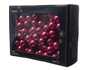Decoris kerstballen set glas 3cm 144st granaatappel - afbeelding 2