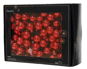 Decoris kerstballen set glas 3cm 144st kerstrood - afbeelding 2