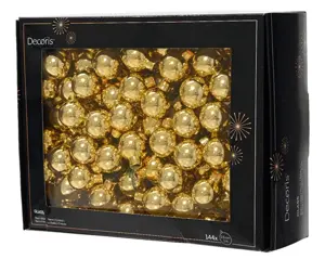 Decoris kerstballen set glas 3cm 144st licht goud - afbeelding 2