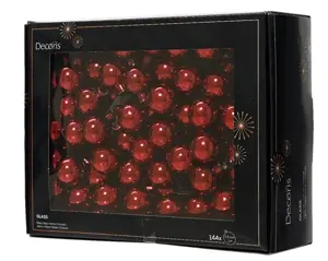 Decoris kerstballen set glas 3cm 144st ossenbloed - afbeelding 2