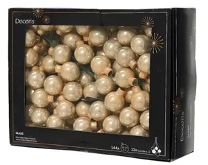 Decoris kerstballen set glas 3cm 144st parel - afbeelding 2