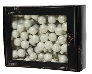 Decoris kerstballen set glas 3cm 144st winterwit - afbeelding 2