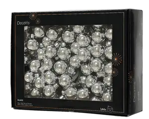 Decoris kerstballen set glas 3cm 144st zilver - afbeelding 2