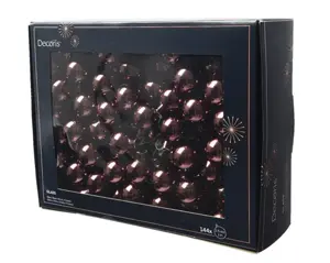 Decoris kerstballen set glas 3cm 144st zwart truffel - afbeelding 2