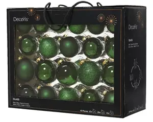 Decoris kerstballen set glas 42st dennengroen - afbeelding 2
