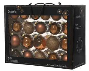 Decoris kerstballen set glas 42st espresso - afbeelding 2