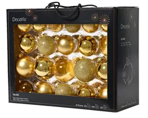 Decoris kerstballen set glas 42st lichtgoud - afbeelding 3