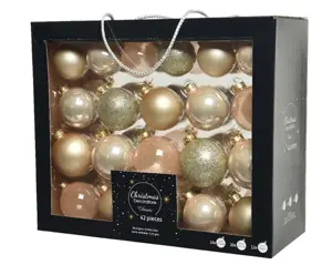 Decoris kerstballen set glas 42st parel - afbeelding 2