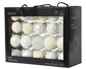 Decoris kerstballen set glas 42st winterwit - afbeelding 3