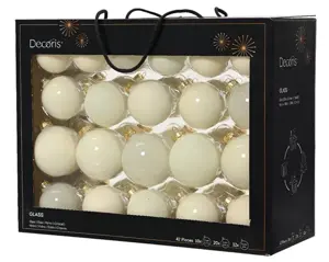 Decoris kerstballen set glas 42st wolwit - afbeelding 2