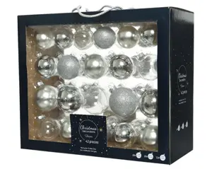 Decoris kerstballen set glas 42st zilver - afbeelding 2