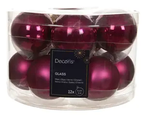 Decoris kerstballen set glas 5cm 12st granaatappel - afbeelding 2